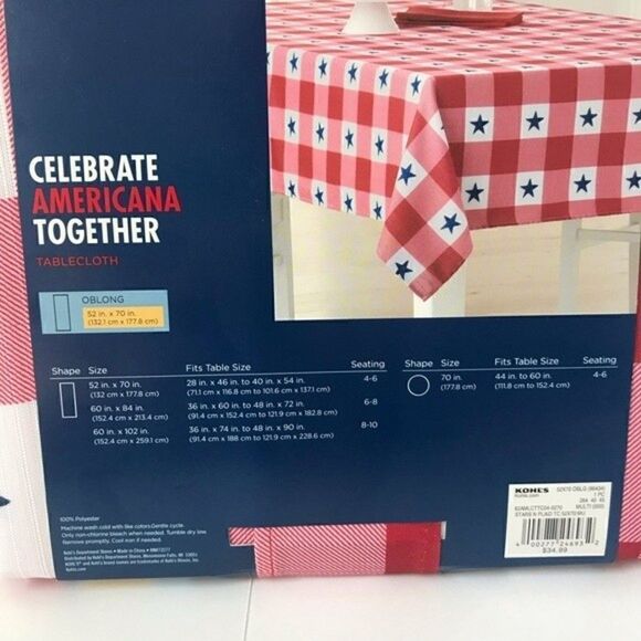 New! Patriotic Americana Stripes Stars Kitchen Table Linens Runner Napkins Set - Picture 5 of 13